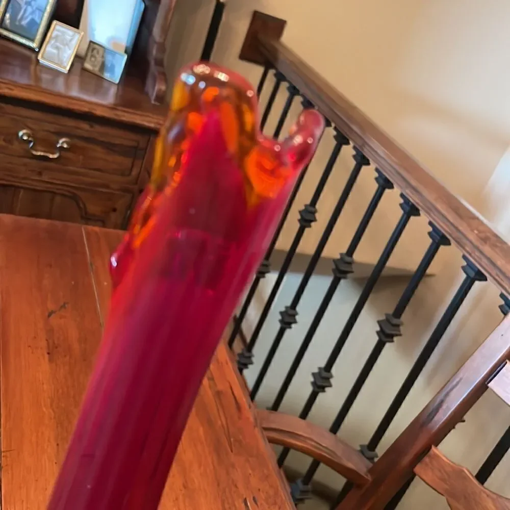 Vintage Fenton Ruby Thumbprint Swung Glass Vase